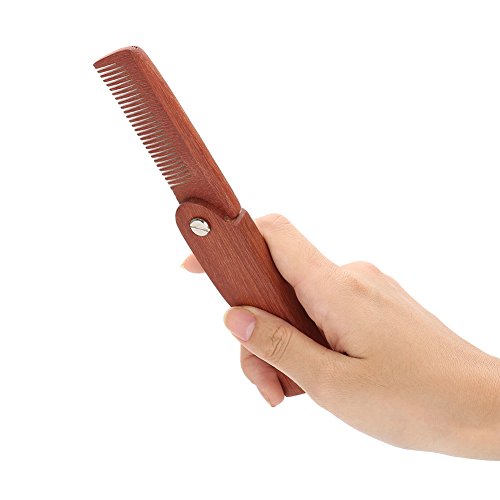 Opvouwbare Houten Comb, Natural Wood Hair Comb, Draagbare Baard Comb, Opvouwbare snorvormer Comb (10,5 x 3,2 x 1,5 cm), lichtgewicht en draagbaar, gemakkelijk te dragen 3
