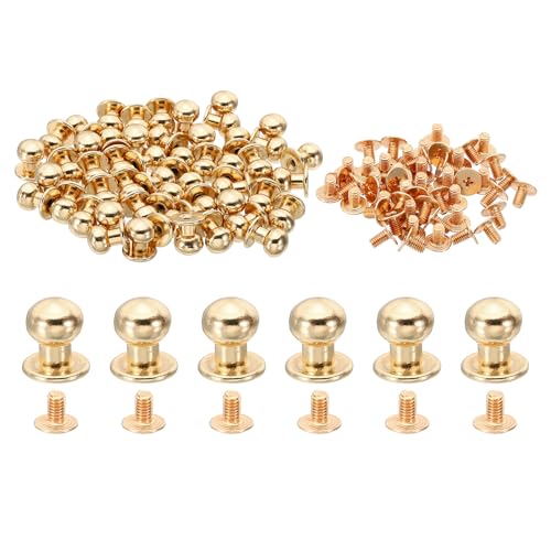 9mm studs voor kleding, 50 sets studs en spikes lederen klinknagels kegel spikes knoop hoofd metalen schroef studs polen voor lederen ambachten, gouden kleur