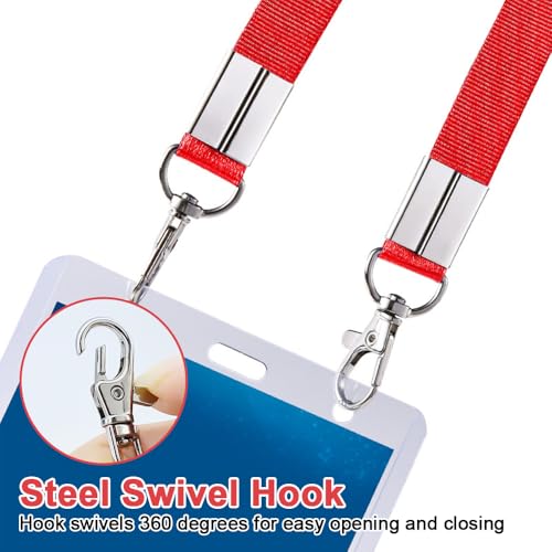 50 stuks lanyard met draibare sluizing, slimmekoord voor kinderen, 45 cm slimmekoord voor kaarten, slimmekoord voor identiteitskaarten, medewerkers, bezoekers (rood) 4