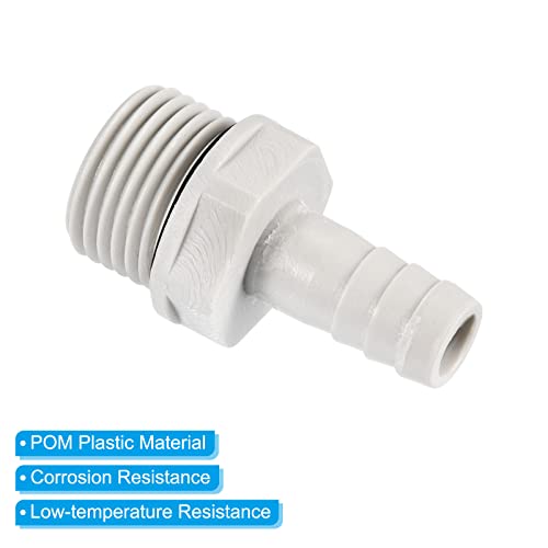 Slang Barb passen recht 11mm Barbed Draad G1/2 Mannelijke Draad, 2 Pack POM Plastic Pipe Connector, grijs 4