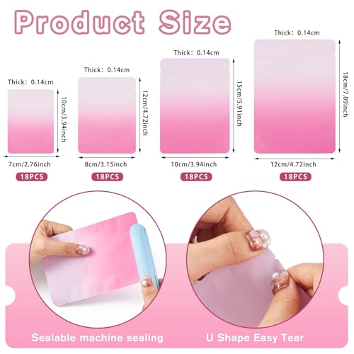 72 st. Heat Seal opslagtassen 4 stijlen Plastic sieraden set Vacuum Sealer zakken hersluitbare zakken voor bruiloft favors Ambachten kralen Monsters Verpakking, Hot Pink