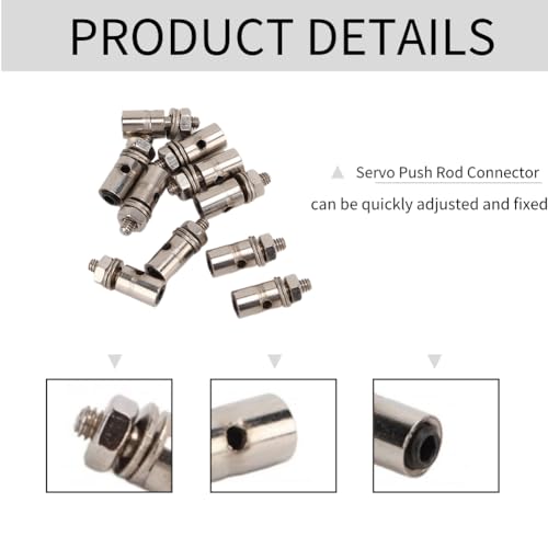 Servo Push Rod Connector, 10Scs/Set 1.3mm Servo Push Rod Connector Verstelbare Duwstang Connector Clutch Stopper 3