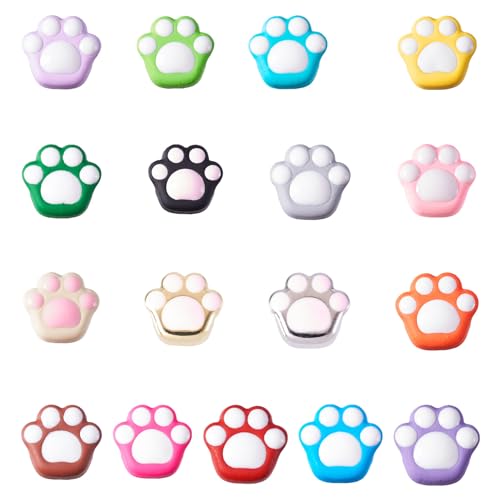 34 st. Kat Paw Afdrukken Emaill Kralen Paw Afdrukken Legering Emaill Spacer Kralen 17 Kleuren Spray Printed Cute Animal Spacer Kralen voor DIY armband ketting sieraden maken