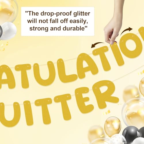 Gefeliciteerd Quitter Banner, Gold Glitter pensioen Banner Grappig pensioen partij decoraties en afscheid leveringen 4