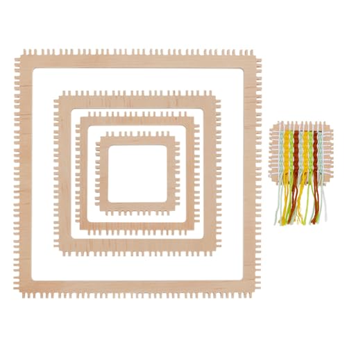 4 st. 4 maten Houten Loomset, Vierkante Breigereedschappen voor beginners, volwassenen, Weven en Weven Lovers, 5/7.6/10/15cm