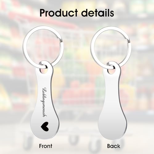 Pak van 3 Winkelwagen Verwijderaars, Metaal Shopping Chip Keychain, Verwijderbare Winkelwagen Chip Keychain, Zilver Shopping Chip Keychain Gifts, siliver 5