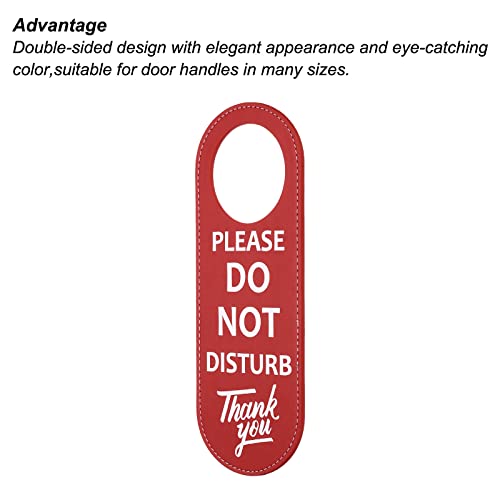 Niet storen Deur Hanger Teken, 1 Pack PU lederen dubbelzijdige deur Knob Privacy Teken voor Office Home Meeting, Rood 4