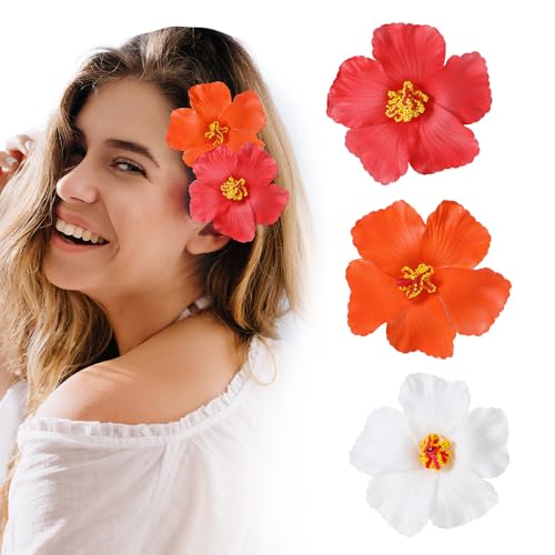 3 stuks Hawaii Hair Clips Bloemen 10 cm Hair Clip Plumeria Hibiscus Flower Clip Boho Zomer bruiloft Haarclips voor vrouwen bruiloft partij vakantie strand accessoires