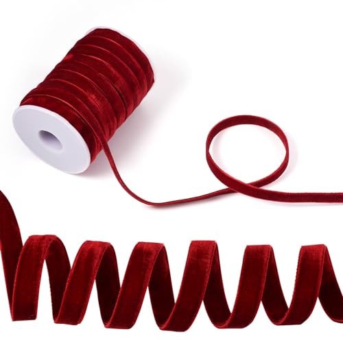 Dark Red Velvet Ribbons 10mm brede Double Sided Velvet Libbons 20 Yards met Spool voor DIY Crafts Gift Wrapping Bow Choker Hair Tie