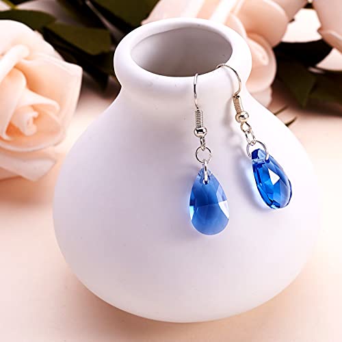 100 st Teardrop glazen kralen, Royal Blue, Facet Village Crystal kralen, Top Geborsteld hanghangers voor juwelen maken Chandelier Home Ophangen Decor, Gat: 1mm 4