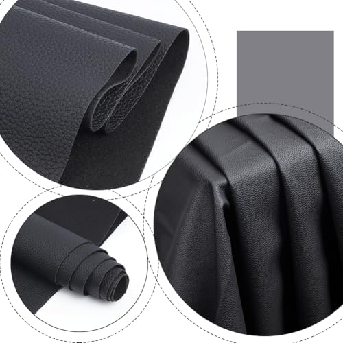 Leerstof Stof Stof 1.4 x 0,9 m 1 mm Dikke Zachte Faux lederen Rolls voor het bedekken van DIY ambachten Naaien Zwart 4