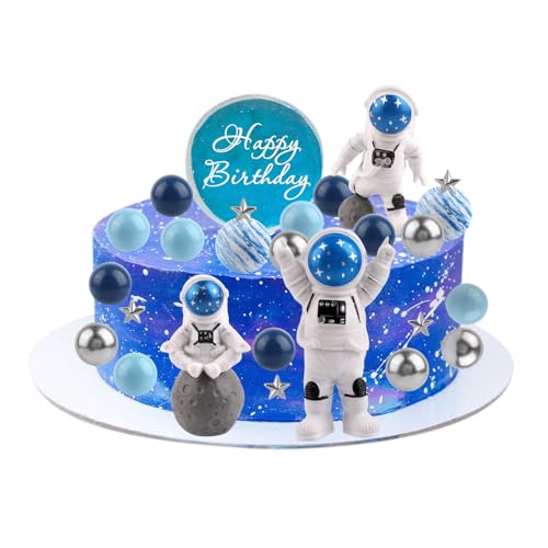 25 Pieces Space Cake Topper set, Astronaut Planet Star Space Cake Decoraties voor jongens Meisjes verjaardag feesten Baby Douches Supplies