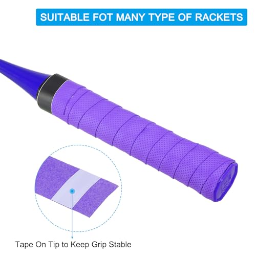 Tennis Badminton Racket Overgrip, 8 Pack Non-Slip Racket Griptape Absorbs Sweat Drum Stick Tape Wrap voor Drumstick Baseball Pickleball Paddle, Paars 4