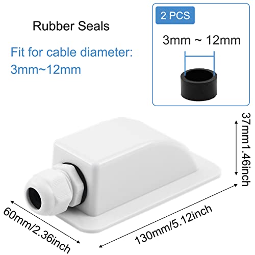 2PCS Solar Cable Entry Gland Single Port Waterdicht Case Cable Tray IP68 voor Camperboten, Solar Panel Bedrading Montage Hackets voor Motorhome Campers Caravans, Wit