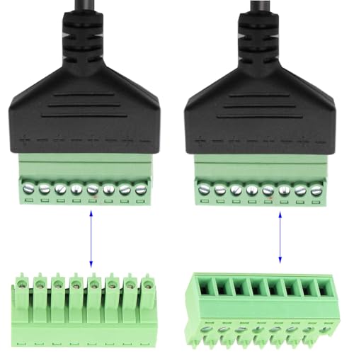 RJ45 Schroef Terminal, Solder Gratis Plug RJ45, RJ45 Ethernet 8P8C Plug to 8 Pin Extender Adapter voor AV CCTV DVR Cat6 Cat5 Inline Coupler (30cm gebogen Upward) 5