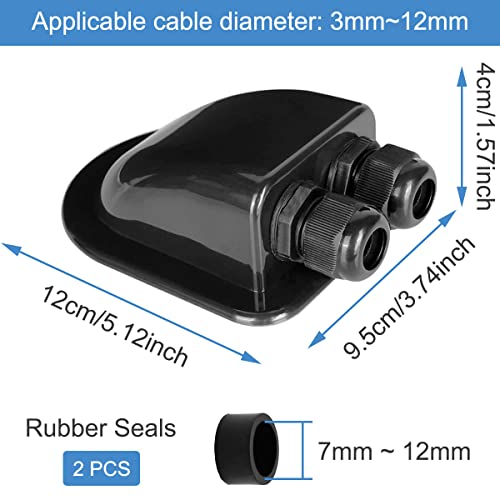 Zonnekabelingang klierbehuizing Waterdicht IP68 voor zonnepanelen van campers, caravans, boten, boten, zonnepaneelbedrading Montagebeugels Zwart, voor 3 mm2 tot 12 mm2 kabel