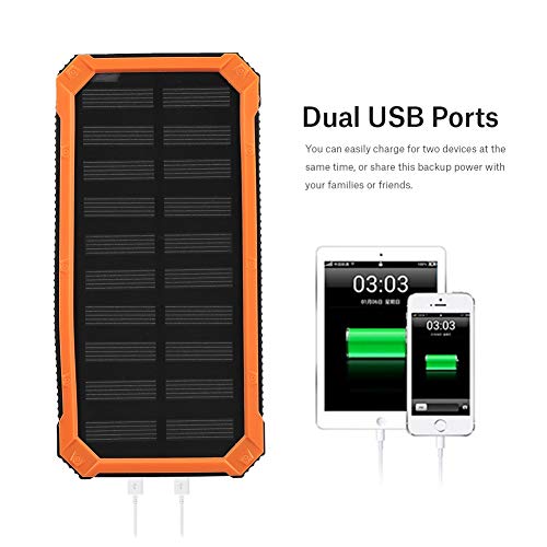 Solar Power Bank, Portable 20000 MAh Fast Charging Dual USB Polar Mobile Power Bank Case DIY Kit (Orange) 5