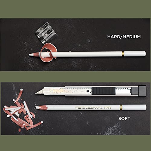 6Stuks White Charcoal Potlood Set, White Art Potlood Sketch Highlight Potlood voor artiesten Zwarte Papier Tekening Schetsen Illustratie Deisgn 4