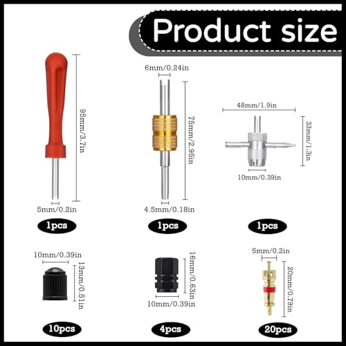 Valve Turner 3 Pieces Valve Wrench Tyre Valve Remover Car Valve Wrench Tyre Valve Pull-In Tool met 20 Valve Core + 14 Valve Caps, Tire Valve Tool voor auto