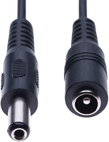 DC Power Extension Kabel met 2.1mm/5.5mm Male to Female Jack 2M/6.6ft Connector CCTV Power Cord Adapter Compatibel met CCTV Security Camera IP Camera DVR Standalone LED Strip Monitors (Zwart)