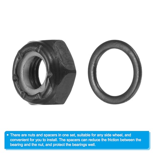 Skateboard Lock Nuts Set, 2 Set 5/16 Skateboard Truck Axle Washers Spacer Hardware Reparatie Kit voor Longboard Cruiser, Zwart 4