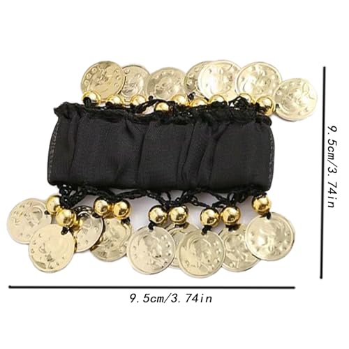 5 Paar Belly Dansen Polsbandjes, Belly Dans Coin armband, Belly Dans Enkelband Accessoires, Geweldig voor Belly Dancer of Oosterse Dancer Dress Up (Vijf kleuren), Blauw Meer, roze, fruit groen, wit, zwart 4