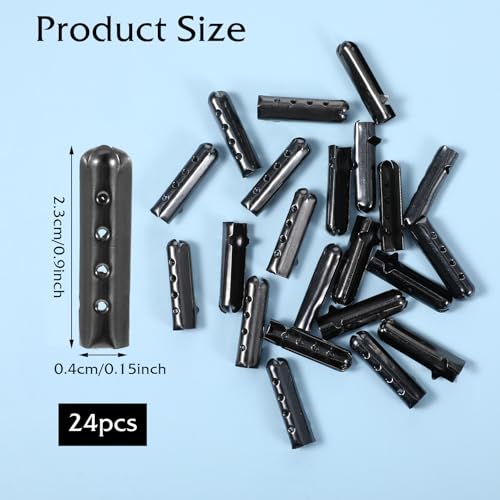 24 Pieces Metalen Agliets Laces - Metal Ends Tips voor Sneakers, Hoodies, Beach Pants - Black