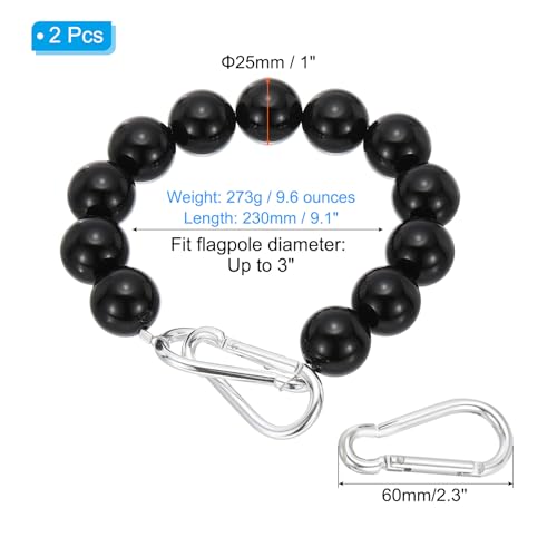 Flagpole Retainer Ring, 2Scs 12 Kralen Mount Ring Accessoires Houd Vlag dicht bij paal met roestvrij staal Kabel voor binnen buiten Flagpole, zwart