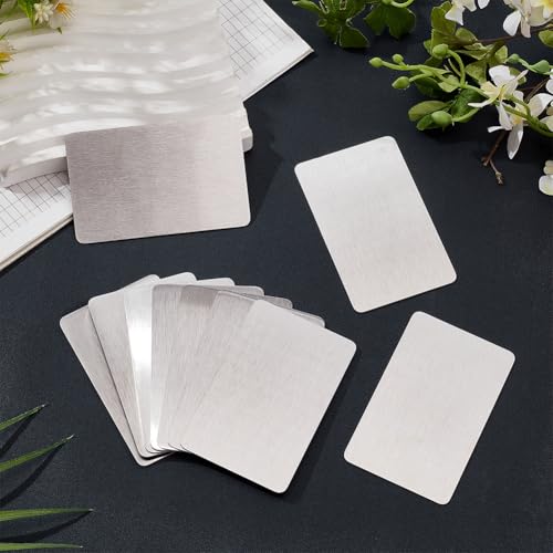 Verpakking van 10 metalen visitekaartjes, Gegraveerde metalen kaarten, Roestvrij stalen visitekaartjes, 1,0 mm, Cadeaubonnen voor kantoorklanten, 8,6 x 5,3 cm 5
