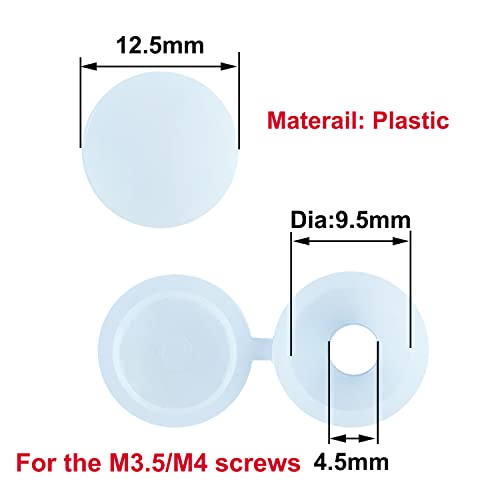 Verpakking van 50 Plastic schroefdeksels Schroefdeksels Vouwbare schroefdeksels M3.5 M4 schroefdeksels voor boorgaten, wit