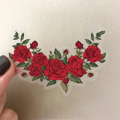 Red Rose Stickers voor tieners en volwassenen, 50 stuks rozen PET Vinyl Sticker Set Auto Motorfiets Fiets Skateboard Snowboard Bagage Laptop Koffer Helm Motorfiets Computer