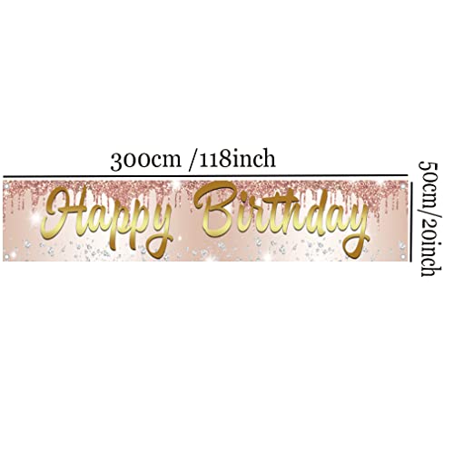 Happy Birthday Decoration Rose Gold Yard Banner Stof Teken 1e 2e 3e 10e 11e 25e 35e 45e 65e 75e 85e 85e Verjaardag Poster Tuin Decoratie Meisje/Vrouw Verjaardag Party Welkom Teken