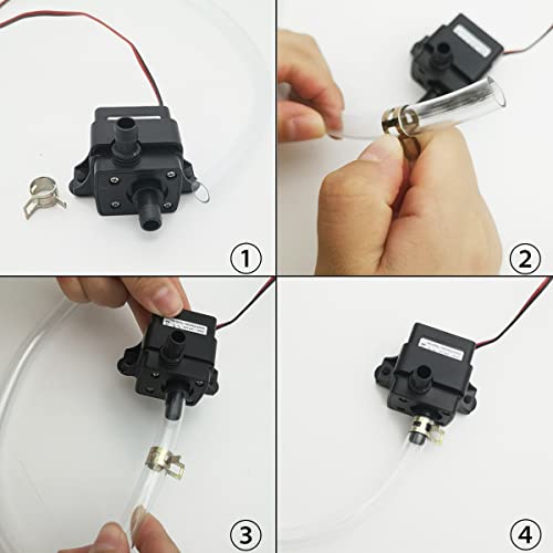 Kleine waterpomp, Mini DC Brushless Waterpomp met 18 Inch Kabel voor de Pet Fountains, Aquarium, Vijver, Visschaal (+ 8mm Binnendiameter 3m Lange PVC Zachtwaterpijp) 3