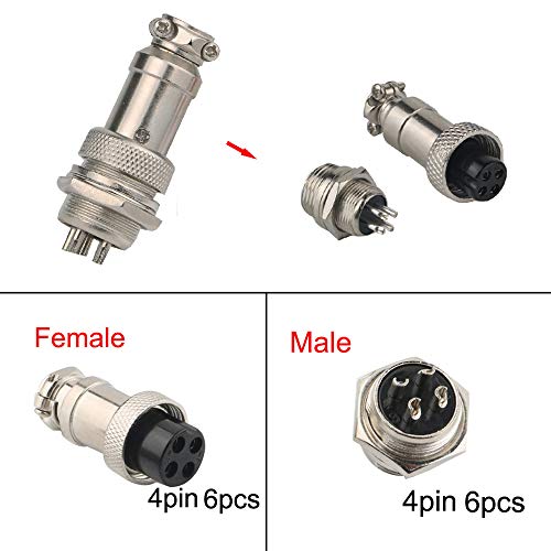 Luchtvaartplug, 6 x 16 mm draad 4 speld vrouwelijk metaal luchtvaart draad plug + 6 x 16 mm draad 4 speld metaal luchtvaart draad plug + 6 x rubber scherm beschermer 4