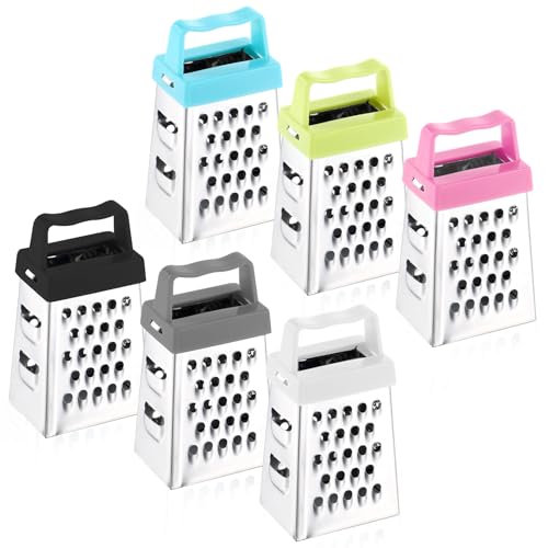 6 stuks Mini Square Grater, Mini Stainless Steel Cheese Grater, multifunctionele Grater met handvat voor chocolade, citroen, nootmuskaat, kaas, gember, groenten