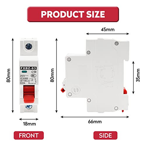 250V DC Circuit Breaker, DIN Rail, 50A, 1P Home, Overloadbeveiliging, Air Switch, Home Lighting Fuse Vending Machine, Distributor Lines, Solar, PV-systeem