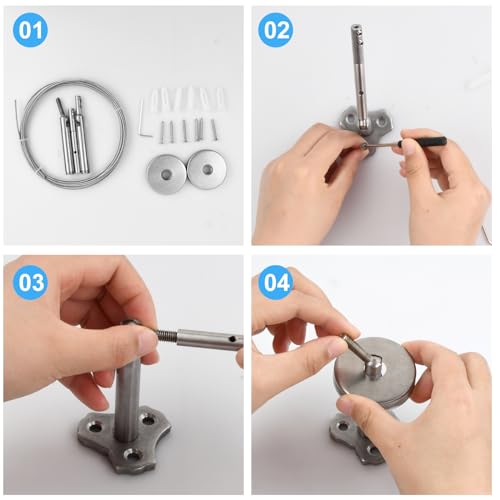 Gordijn Touw, Kledinglijn, Hangdraad, Gordijn Wire Touw Set, Stalen kabels, Kabel spanning Set 5 Metres, Roestvrij staal draad touw, Gordijn hangen, Waslijnen voor binnen en buiten 5