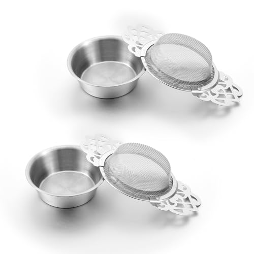 2 st. Losse Thee Infuser Roestvrij staal Dubbele Petal Tea Stainer Extra Fijne Mesh Theedruppels Theepot Divider voor 6-10cm Cup Mond, Zilver