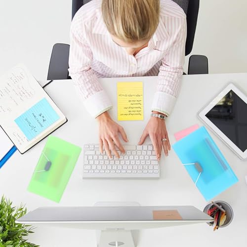 4st A6 Accordeon Ontvangst Organisator, 13 Pockets Mini uitbreiden File Organizers Bestandsmap met gekleurde labels Index,4 Kleuren Plastic Accordeon Map, Kaart Mappen Flash kaarthouder voor 5