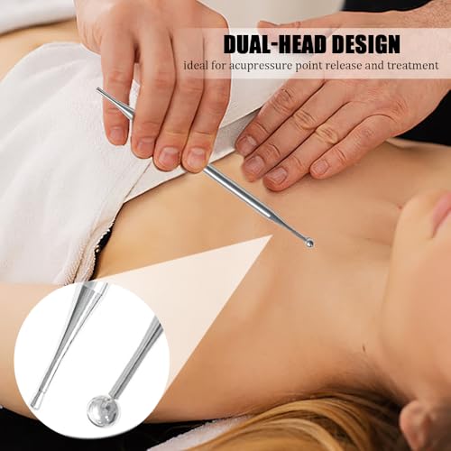 Dubbel hoofd gezicht Reflexology Tool, 13cm roestvrij staal Acupunctuur Naald Portable Body Point Probe Massage Tool Zelfmassage Acupressure Probe Diep weefsel Massage voor oor en 4