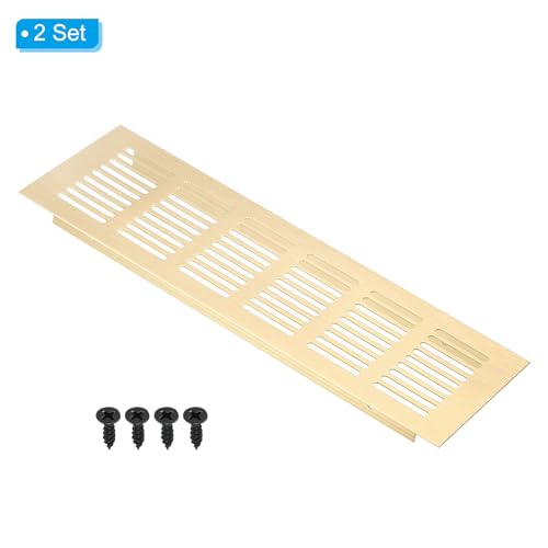 10 x 3 inch rechthoekige Air Ventilation Cover, 2 st Aluminium Mesh Grille Ventilatie Cover Louvre met bevestigingsschroeven voor de Kabinetkast Deur, Gold Tone 3