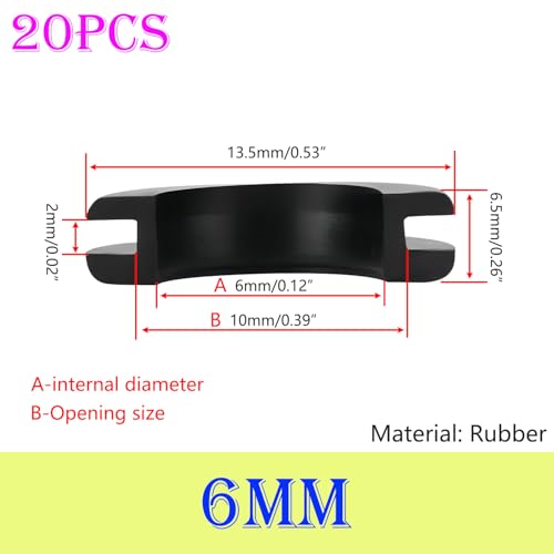 Verpakking van 20 Rubber Kabel Grommet, Gat Diameter 6 mm, Installatie Diameter 10 mm, Kabel Grommet Gemaakt van Rubber Draad, Eyelet, Rubber Caps voor Kabels