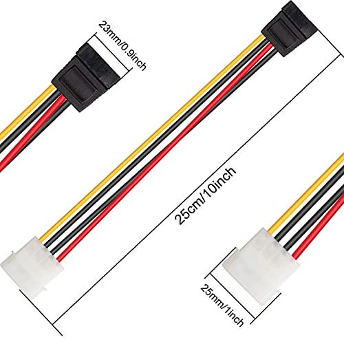 10 Pack SATA naar Molex, 4 Pin LP4 Man tot 15 Pin SATA Vrouwelijke Power Kabeladapter voor SATA harde schijf dvd-station, 25cm 10 Inch 4