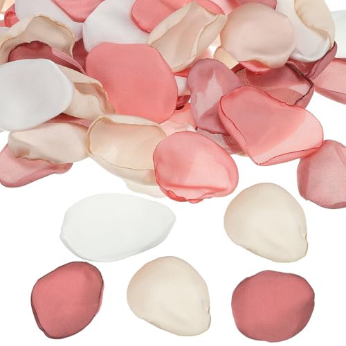 Zijde Rose bloemblaadjes, 200 stuks kunstmatige bloemblaadjes nep rozenblaadjes voor bruiloft gangpad Sprinkle bruidsdouche tafel decor Romantische nacht decoratie, Donkerroze gemengd