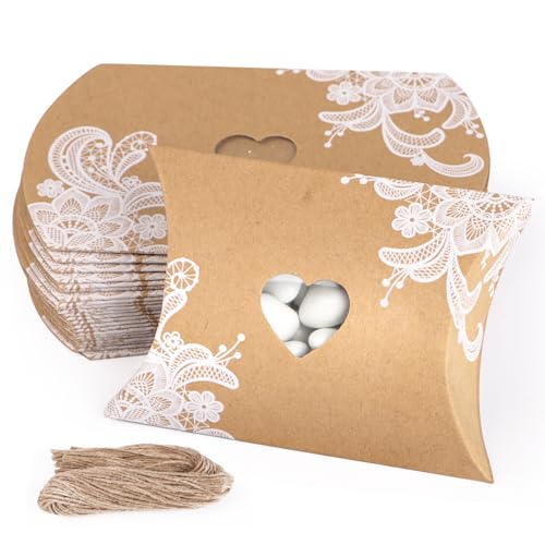 50 dozen voor snoep, bruiloft, geboorte, snoep, vintage, kartonnen dozen met hart, burlap lint, cadeau voor feest, bruiloft, bruiloft
