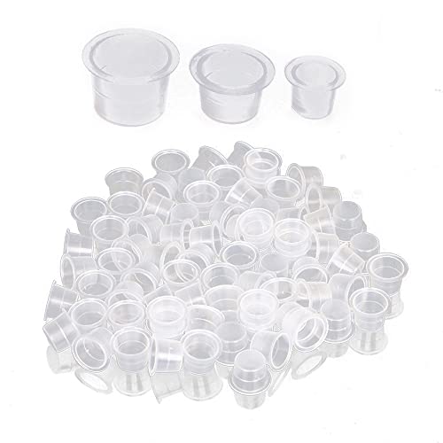 Verpakking van 300 Medium Tattoo Colour Caps Transparante Plastic Tattoo Ink Pigment Cups voor Naald Tip Grip Tattoo Accessoires Pack van 300