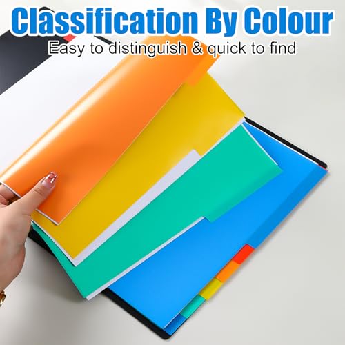 Set van 4 12-delige mappen, tabbladen, plastic, mappen, tabbladen, A4-formaat, 11 gaten, mappen, tabbladen, gekleurde mappen, tabbladen, tabbladen, A4-bandtabbladen voor mappen, mappen 4