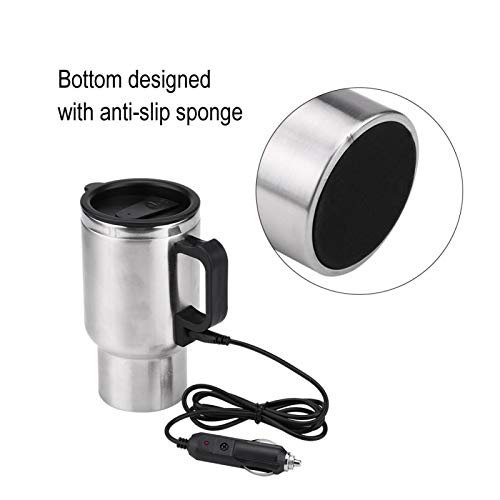 12v 450ml Auto Verwarming Cup Elektrische Smart Verwarmde Koffie Cup, Travel Mugs Drinken Waterfles Snelle kokend water Verwarming (zwart en zilver)