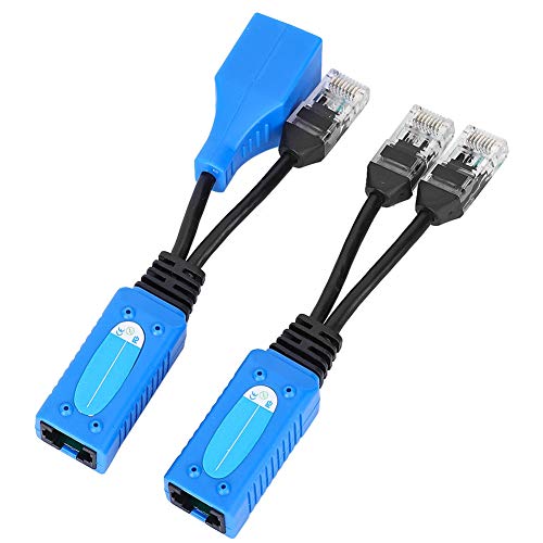 2Pcs POE Adapter Connectors Splitter RJ45 Combiner Power Cable Kit voor ethernet camera, Beveiliging IP Cam met vrouwelijke naar mannelijke draad 3