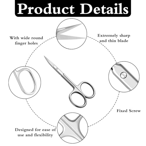 Vingernagelschaar, gebogen Tip Nagelschaar, Roestvrij staal, Precisie Schaar, Nagelschaar, Linkshandig, voor het knippen van oud cuticles of gezichtshaar (10 x 5 cm) 3